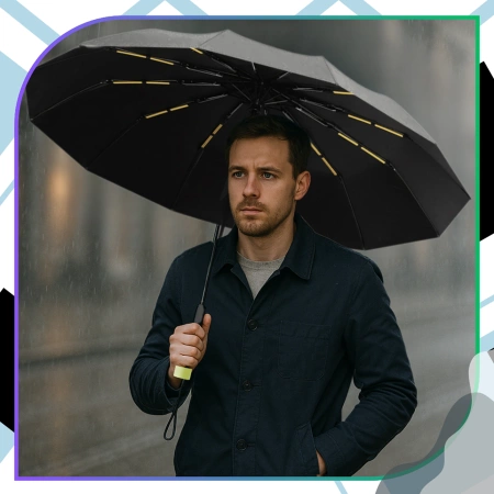 Umbrelă automată NEAGRĂ ANTI-UV pliabilă