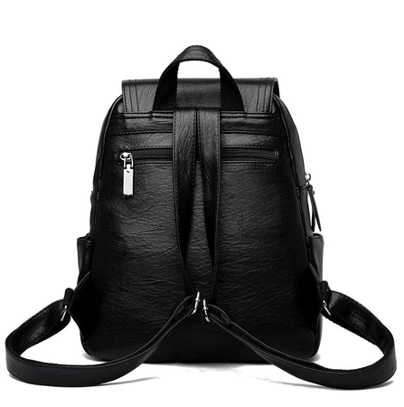 Rucsac urban elegant, negru, din piele ecologică