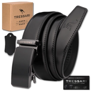 Curea automata neagra de barbati, 125 cm, pentru pantaloni TRESSARI, piele naturala