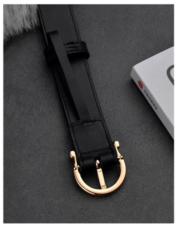 Curea de dama neagra piele, catarama pantalon auriu, piele naturala