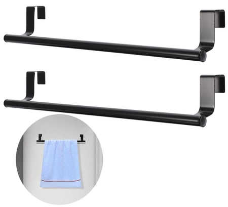 Hangers 2pc negru pentru bucătărie dulap ușă baie prosop feroviar