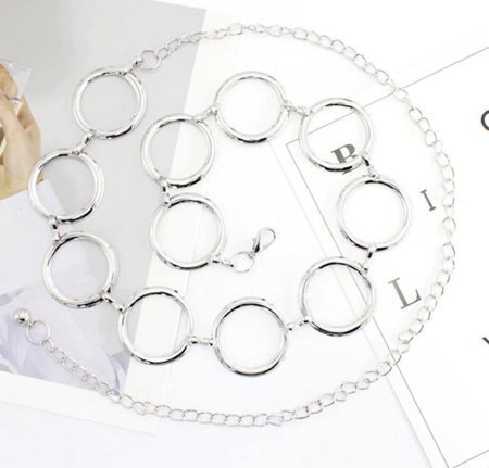 Curea de talie argintie Lant metalic cu ochiuri