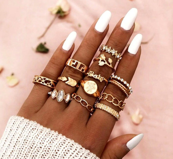 Set de inele retro antic din aur punk