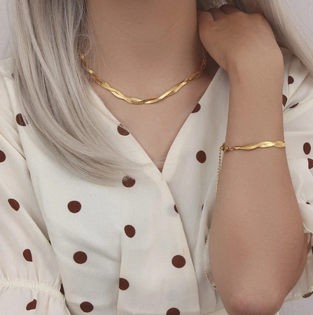 Bratara de sarpe placata cu aur, otel chirurgical auriu