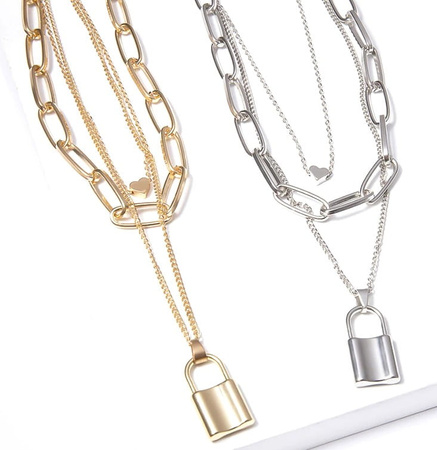 LĂCĂT Colier LANȚ inimă punk metal