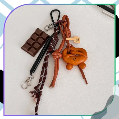 Breloc pentru geantă, rucsac, breloc, pandantiv, tabletă de ciocolată, covrig