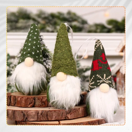 Gnom de Crăciun Moș Crăciun 15 cm Set de agățat Gnome de 3