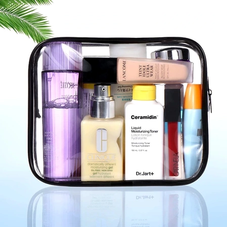 Set de 3 organizatoare transparente pentru o geanta cosmetica