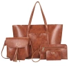Geanta shopper dama BAD&BAGS din piele maro clasic + accesorii