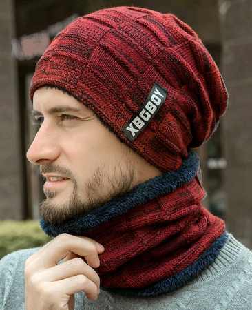 Set de iarna izolat barbatesc cu palarie + cos tunel