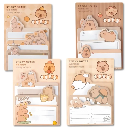 Set de 4 dosare de cartonașe colorate de tip capibara