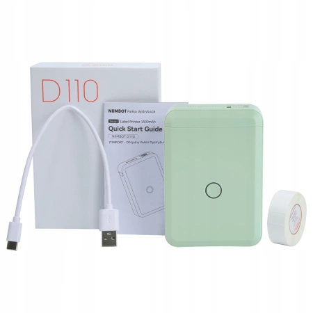 Imprimantă termică NIIMBOT D110 verde +1 rolă etichete autocolante PL v2 EAN