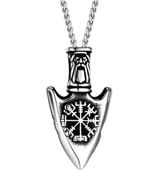 Colier bărbătesc din oțel chirurgical Viking Nordic amulet vârf de săgeată