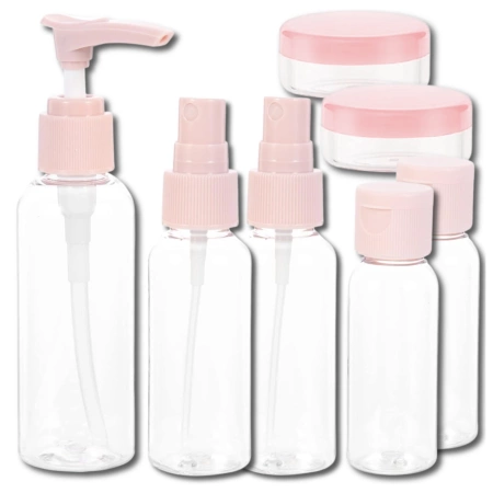 Set sticle de voiaj 8 piese pentru cosmetice, roz