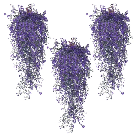 Flori artificiale de salcie decorative suspendate, 3 buc, cățărare violet