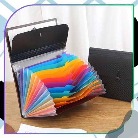 Organizator de dosare pentru documente A4, negru, pliabil