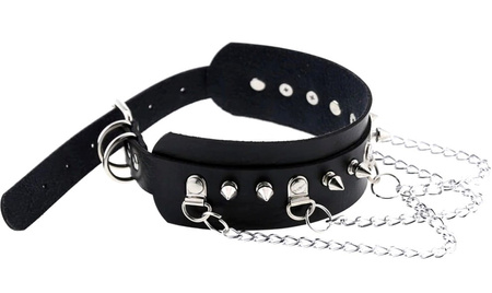 Colier guler din piele GOTHIC Punk Goth, negru
