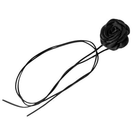 Colier choker dama cu floare innodata, floare neagra
