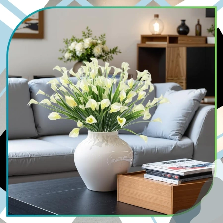 Flori artificiale crini albi decor buchet calla 5buc