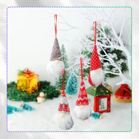 Gnom de Crăciun Moș Crăciun 15 cm Set de agățat Gnome de 4