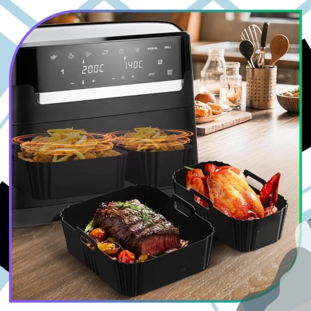 Inserție reutilizabilă din silicon pentru friteuza cu aer, formă de copt 2 buc.