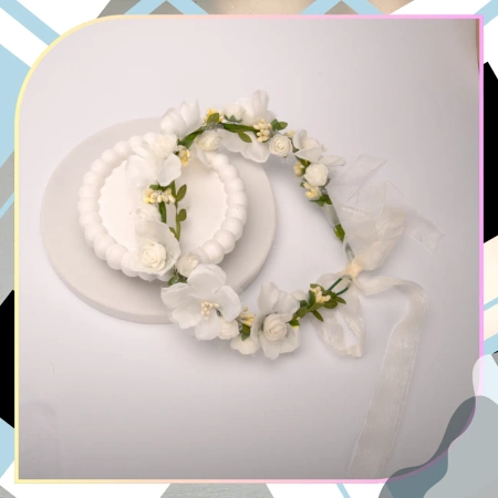 Coroană Bentita Păr Flori Trandafiri Albi Stil Boho