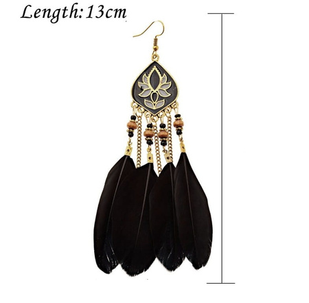 Cercei boho retro cu pene