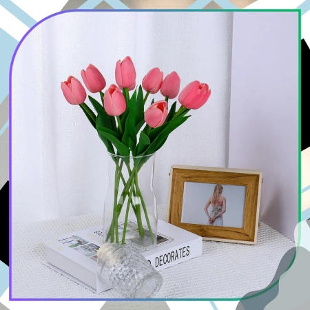 Buchet lalele artificiale 10buc flori decorative roz