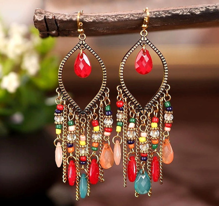 Cercei etnici Boho dama, retro oriental lung