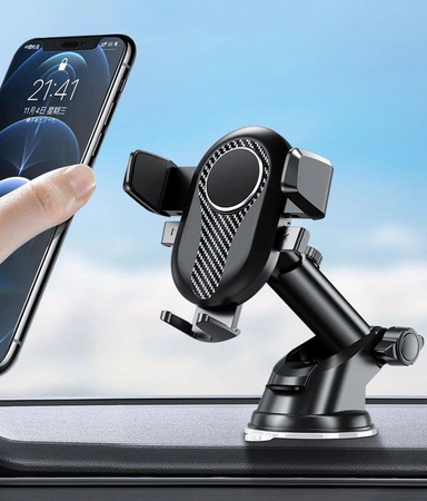 Suport telescopic auto pentru telefon, negru