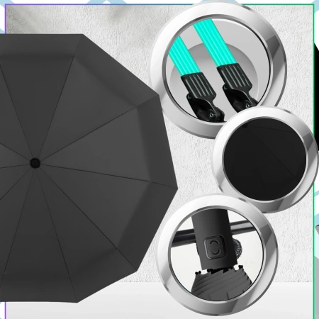 Umbrelă NEAGRĂUmbrelă pliabilă automată anti-UVÎntărită