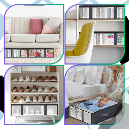 Set organizator de 2 piese pentru dulap, geantă mare gri, 60x45cm