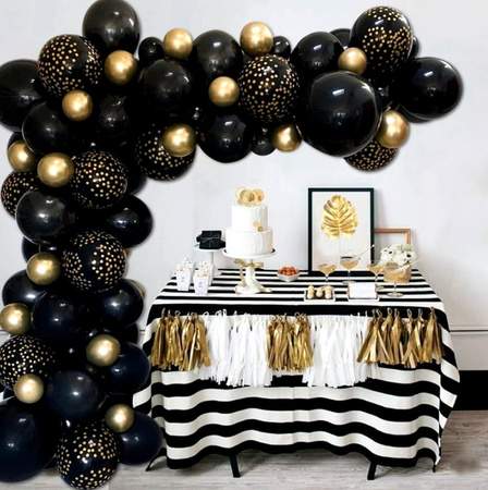 Un set pentru crearea unei ghirlande de 87 de bucăți de baloane negre și aurii